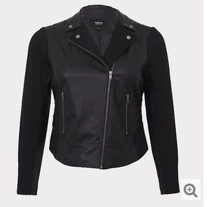 NWT Torrid Black Faux Leather & Ponte Moto Jacket